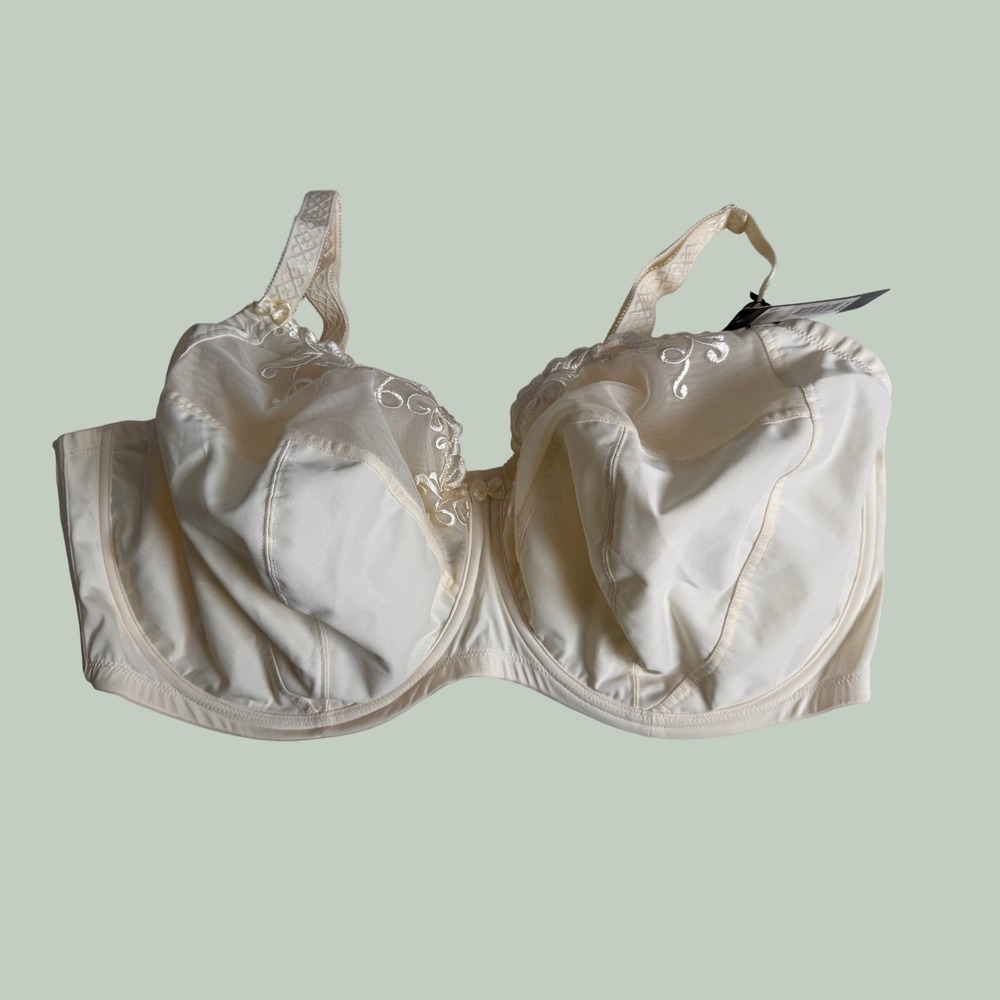 1st & Curve Melrose French Ivory Embroidered Underwire Bra 46H NEW